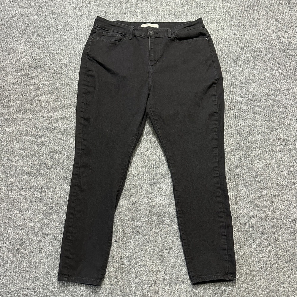Levis Signature Womens High Rise Skinny Jeans‎ 16S Black Denim Casual Stretch